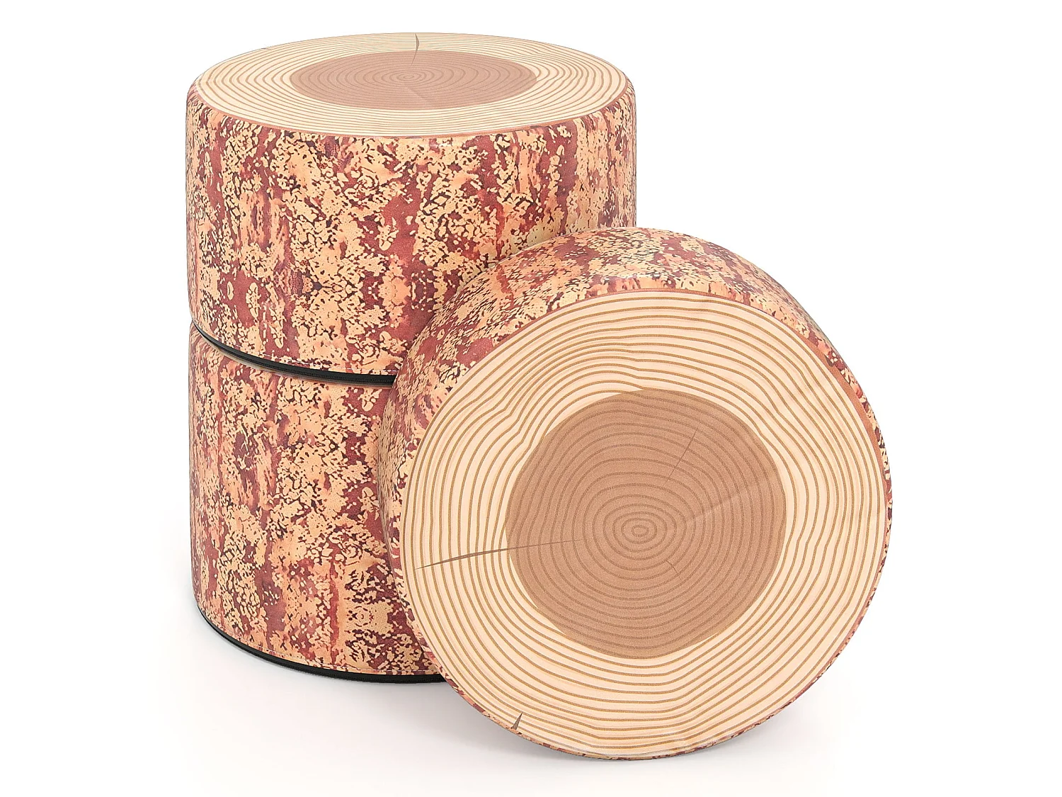 Set di 3 sgabelli per bambini a forma di tronco d'albero