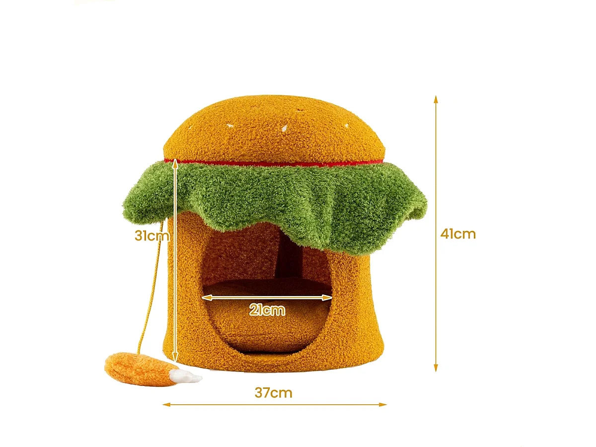 Katzenhäuschen in Form eines Hamburgers – „Burger“-Schlafplatz