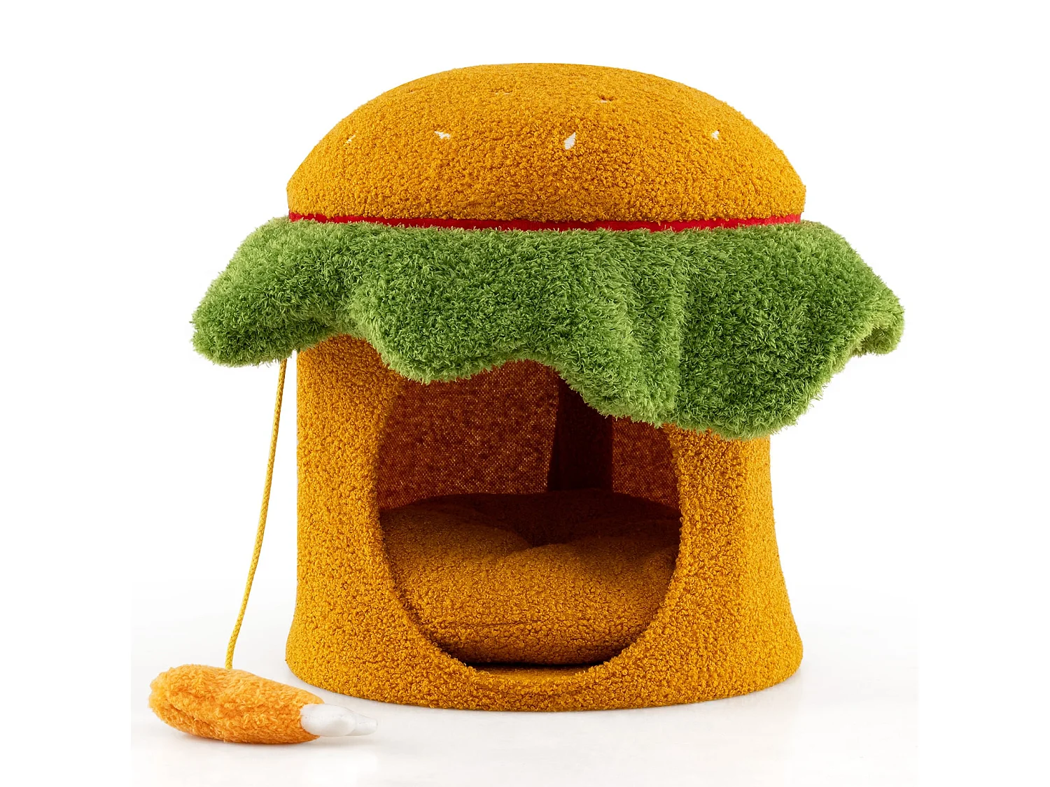 Katzenhäuschen in Form eines Hamburgers – „Burger“-Schlafplatz