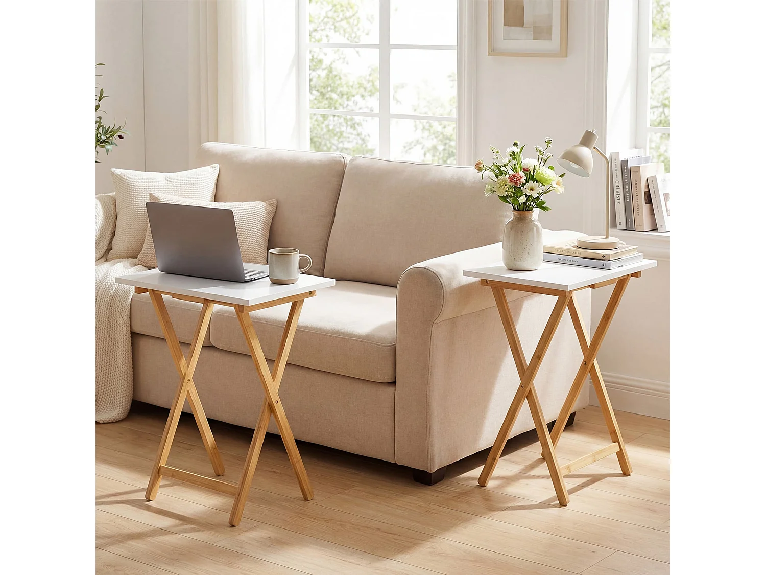Lot de 2 tables pliantes Table d'appoint