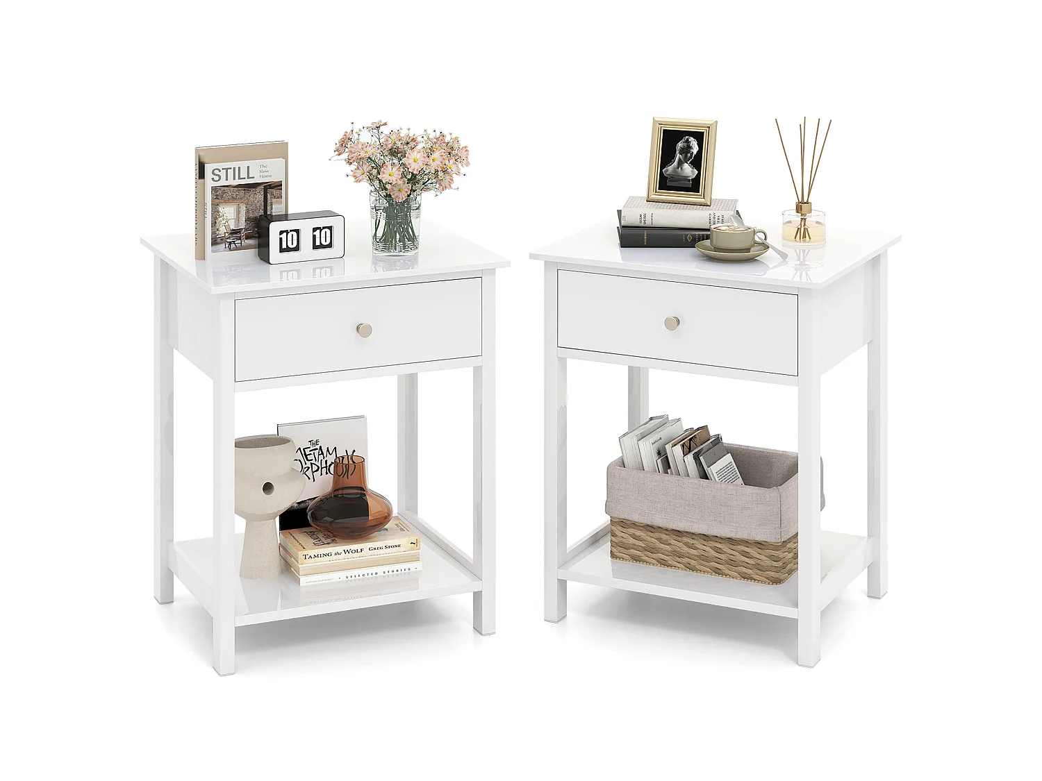 Set di 2 comodini con cassetto Comodino Tavolino