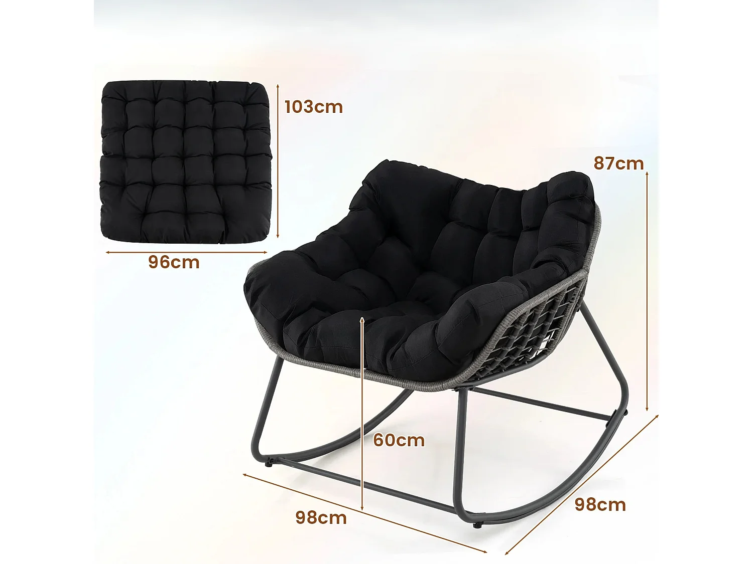 Fauteuil à bascule avec coussin amovible Fauteuil de salon