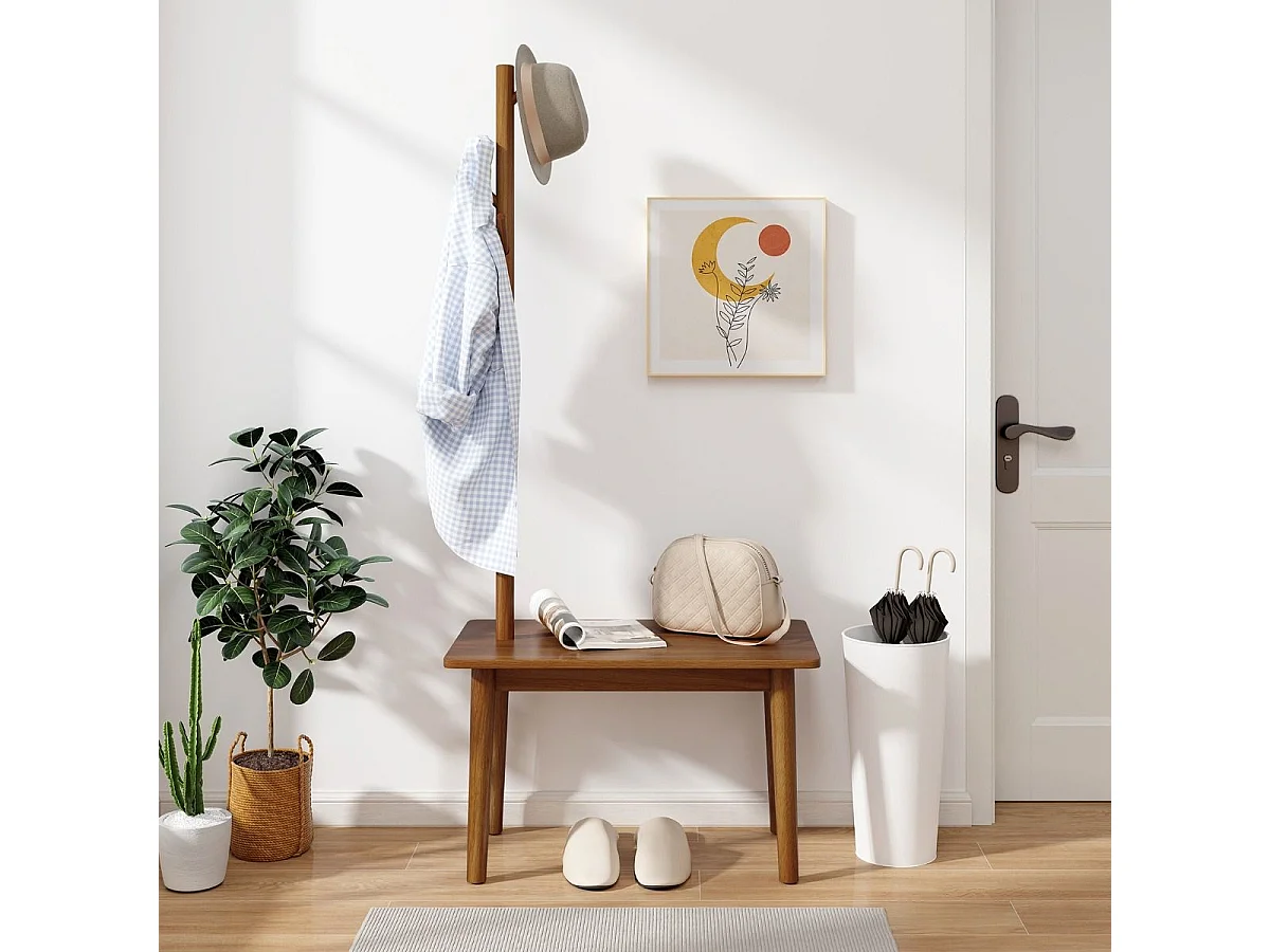 Porte-vêtements, banc, table d'appoint 76 x 43 x 168 cm
