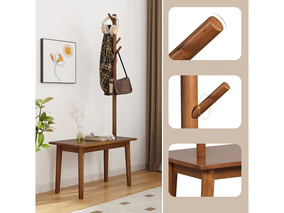 Porte-vêtements, banc, table d'appoint 76 x 43 x 168 cm