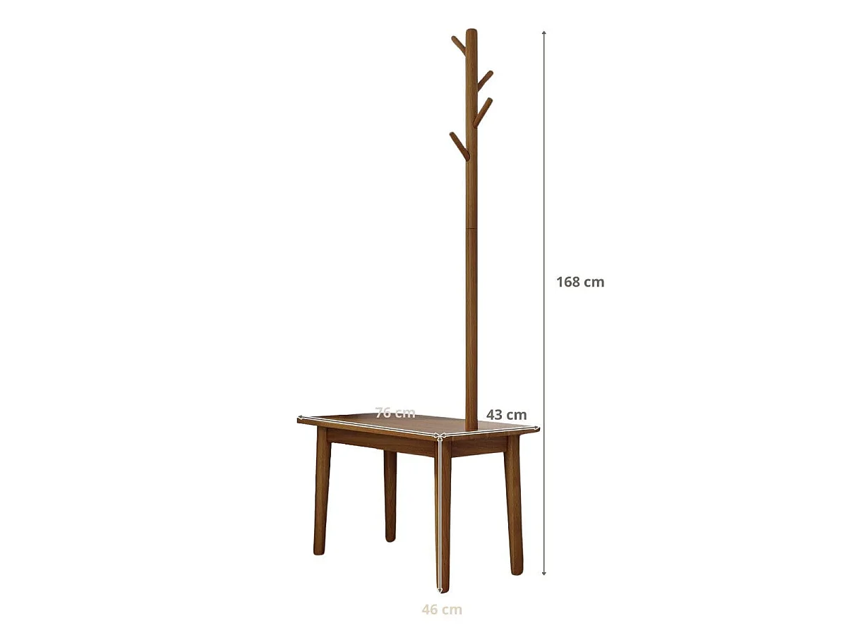 Porte-vêtements, banc, table d'appoint 76 x 43 x 168 cm