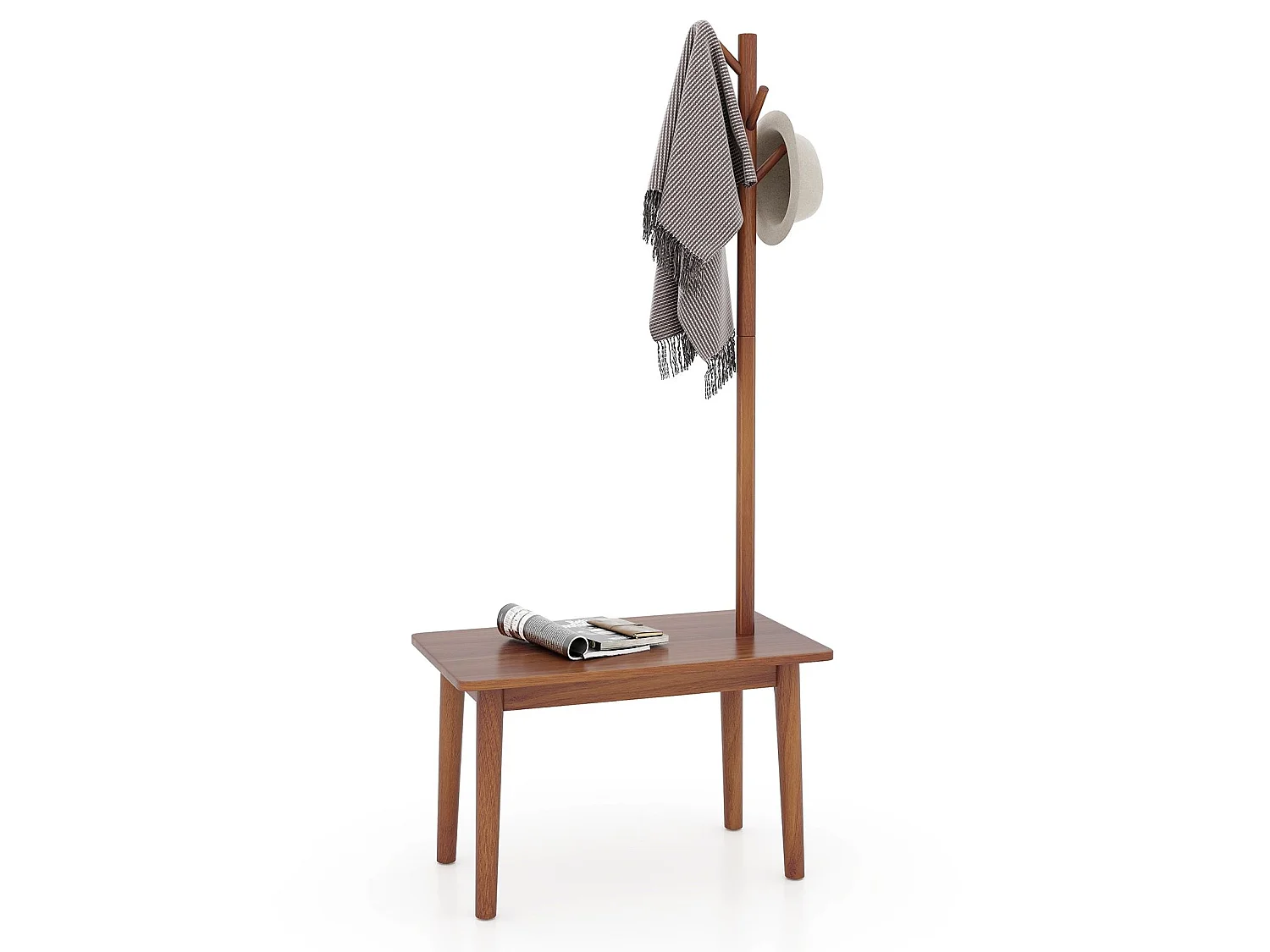 Porte-vêtements, banc, table d'appoint 76 x 43 x 168 cm