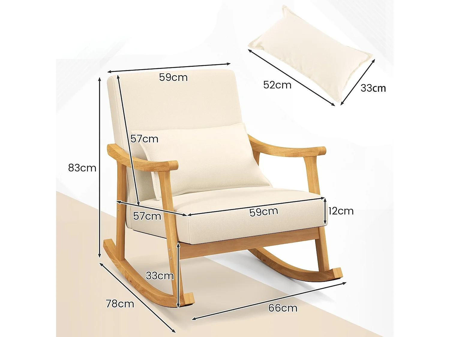 Fauteuil à bascule avec assise rembourrée Fauteuil de salon