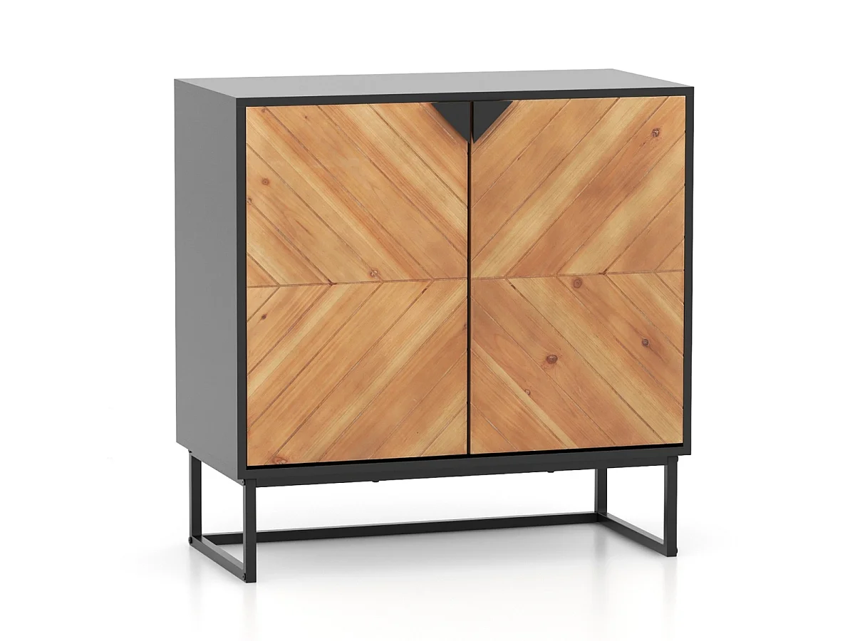 Sideboard mit 2 Türen Küchenschrank mit Regal Buffetschrank modern mit Metallbeinen 80 x 40 x 80 cm Schwarz