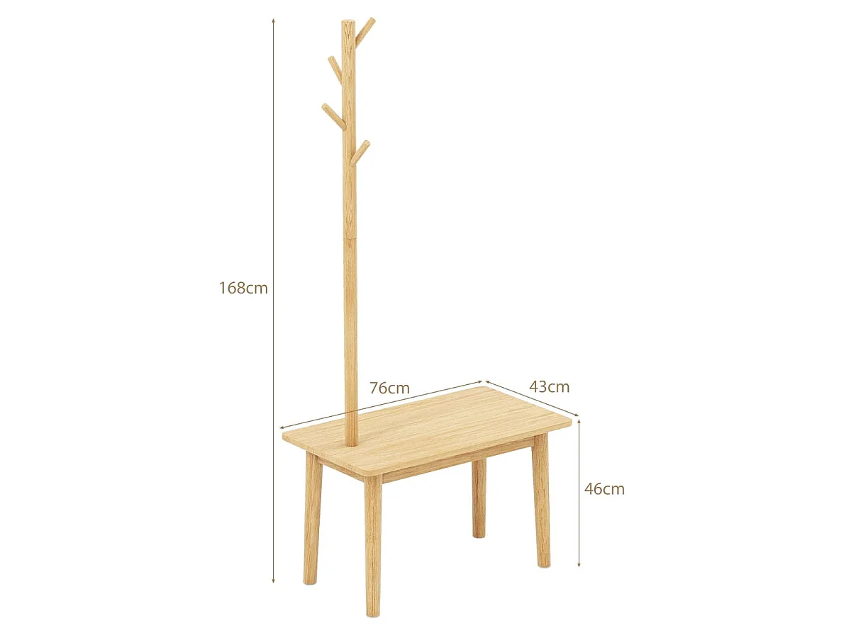 Porte-vêtements, banc, table d'appoint 76 x 43 x 168 cm