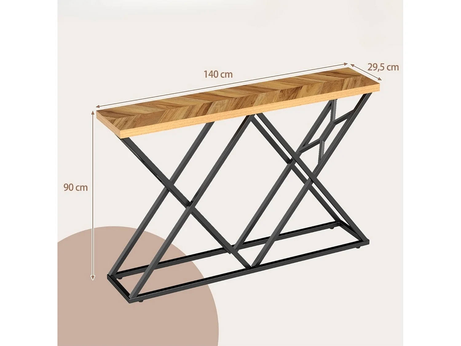 Consolle per l'ingresso con base geometrica Tavolino da ingresso