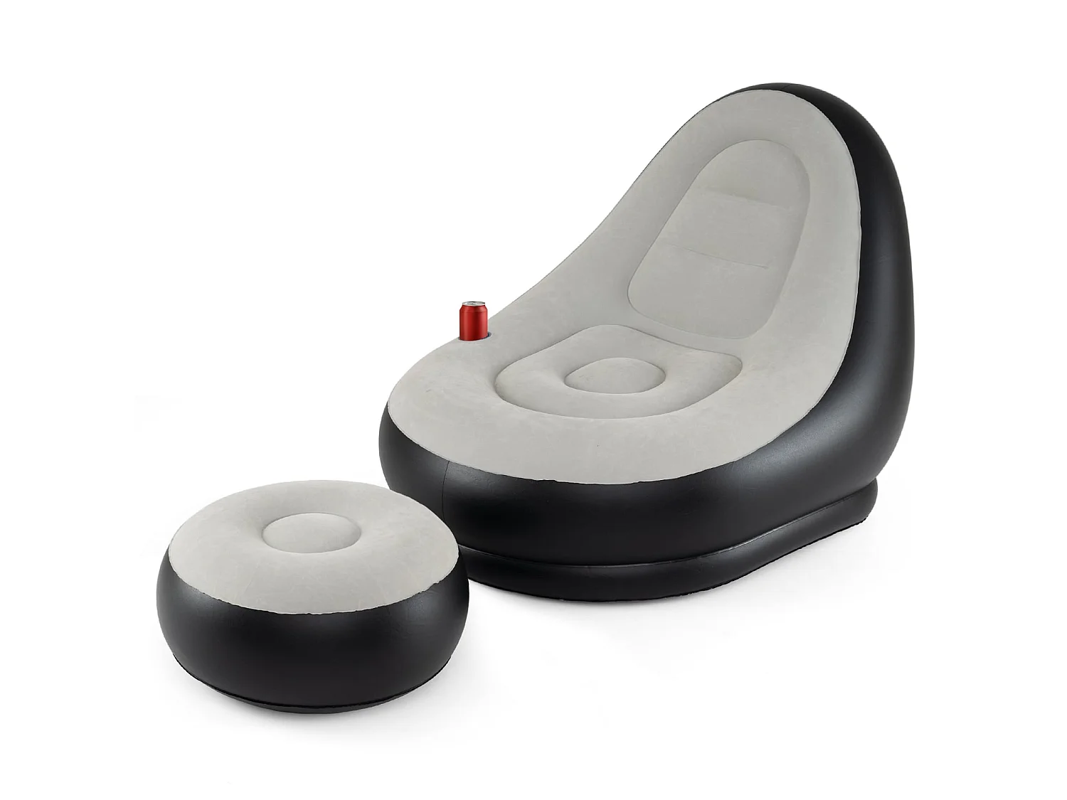 Fauteuil gonflable avec repose-pieds et porte-gobelet