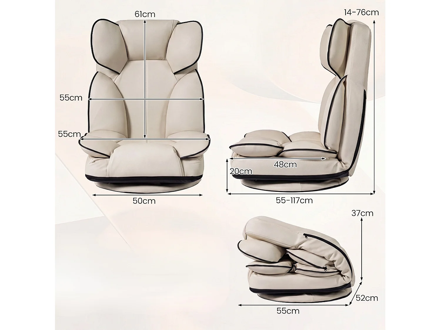 Fauteuil de salon pliable avec dossier réglable