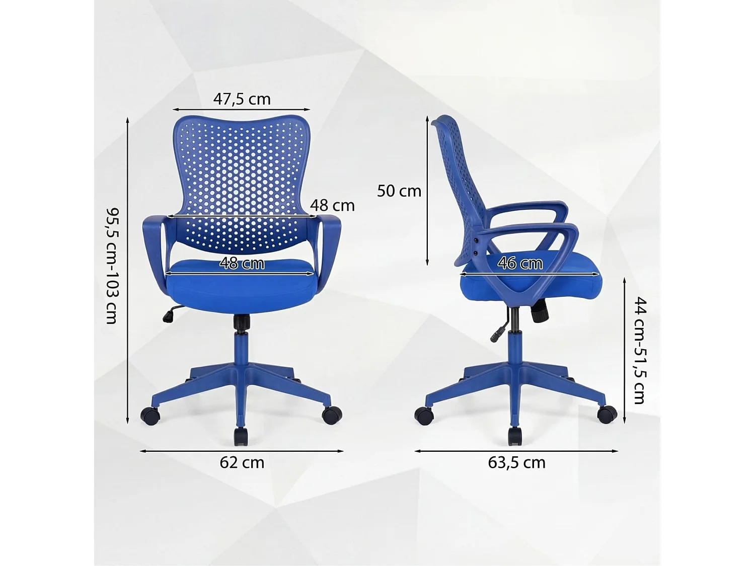 Sedia da ufficio ergonomica con schienale in rete - Poltrona blu