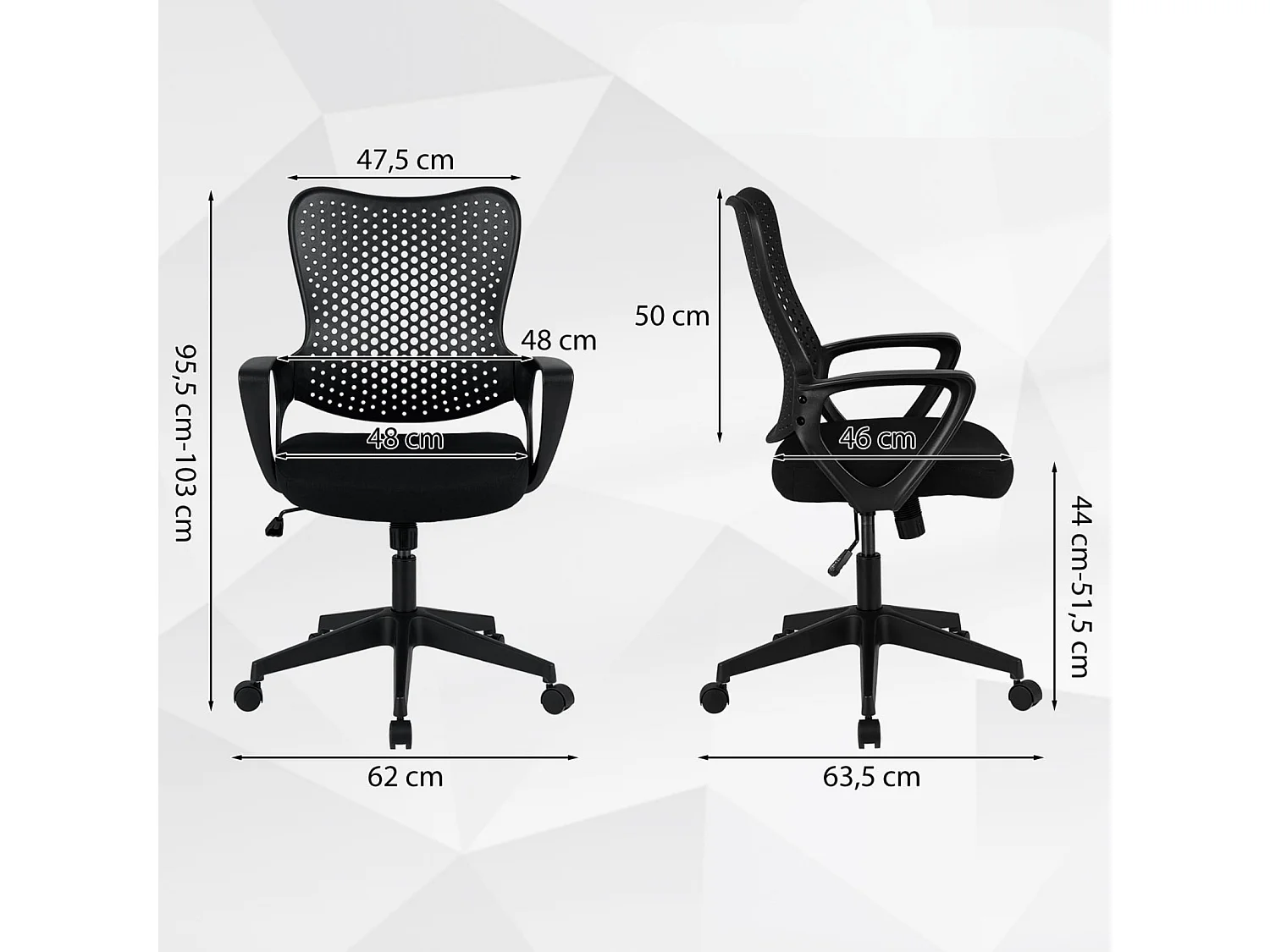 Ergonomischer Bürostuhl mit Netzrückenlehne – schwarzer Sessel