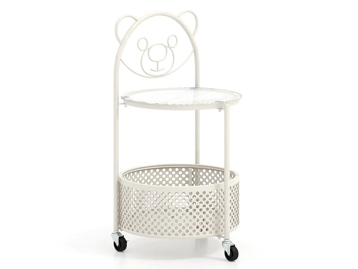Petite table avec panier à roulettes « ours » 36,5 x 40 x 71 cm