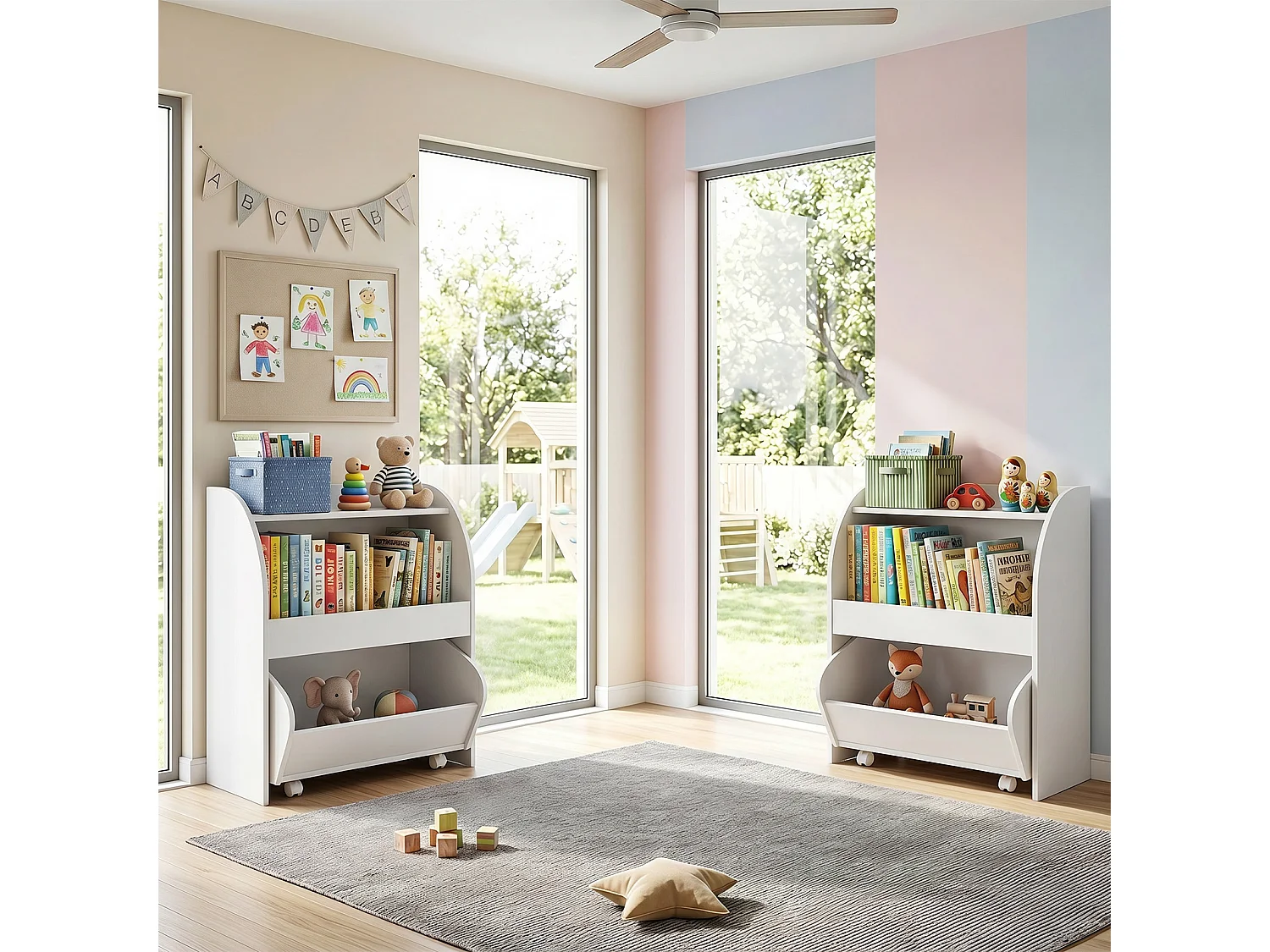Kinderregal mit klappbarer Schublade – Regal für Spielsachen