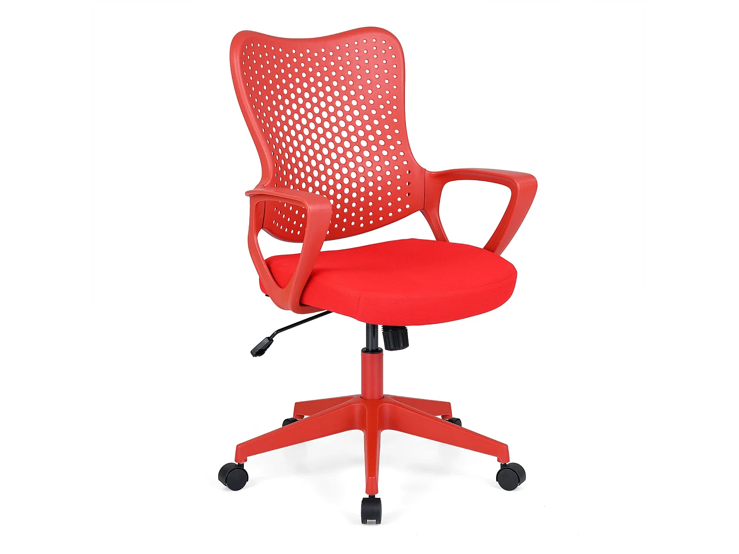 Sedia da ufficio ergonomica con schienale in rete. Poltrona rossa