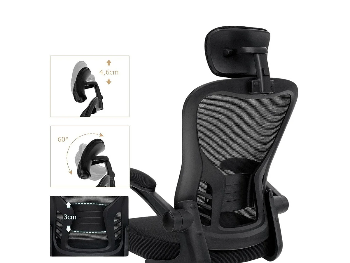 Ergonomischer Bürostuhl aus Netzgewebe mit Schaukellehne Chefsessel Drehbarer PC Stuhl