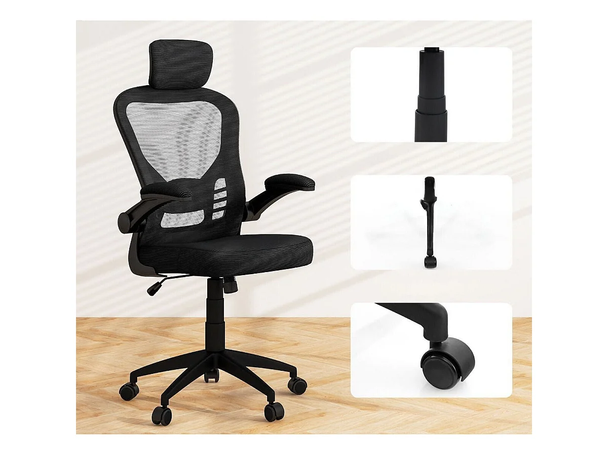 Ergonomischer Bürostuhl aus Netzgewebe mit Schaukellehne Chefsessel Drehbarer PC Stuhl