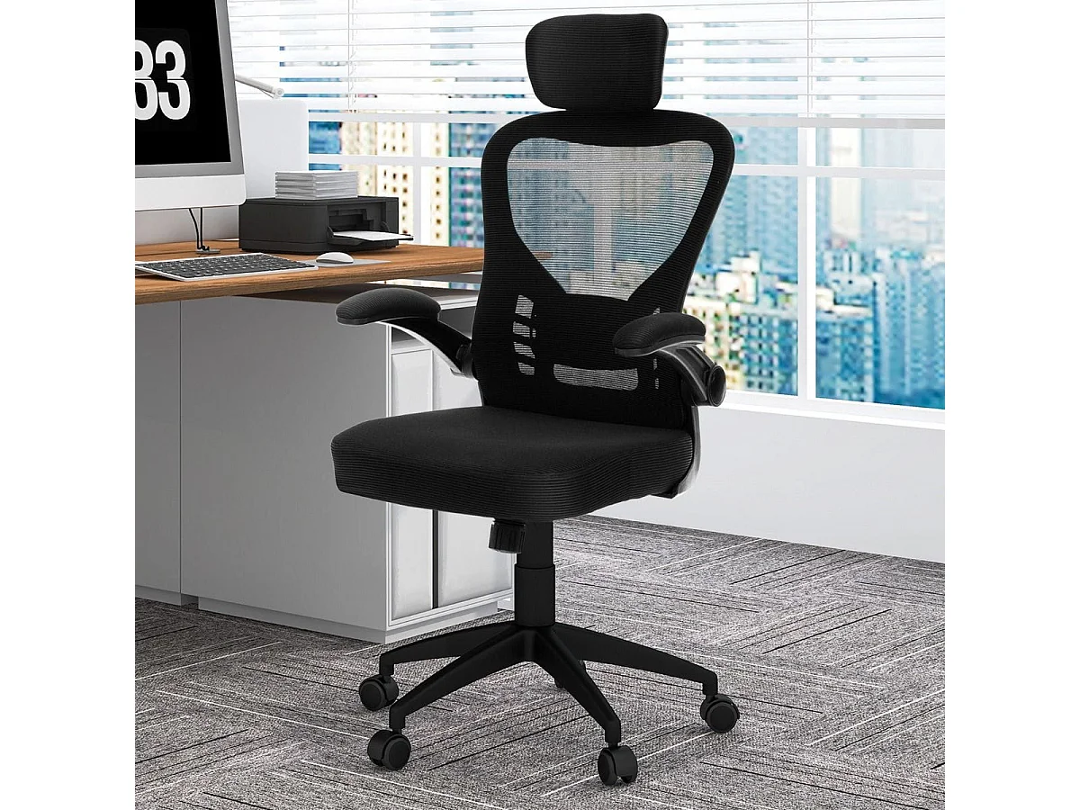 Ergonomischer Bürostuhl aus Netzgewebe mit Schaukellehne Chefsessel Drehbarer PC Stuhl