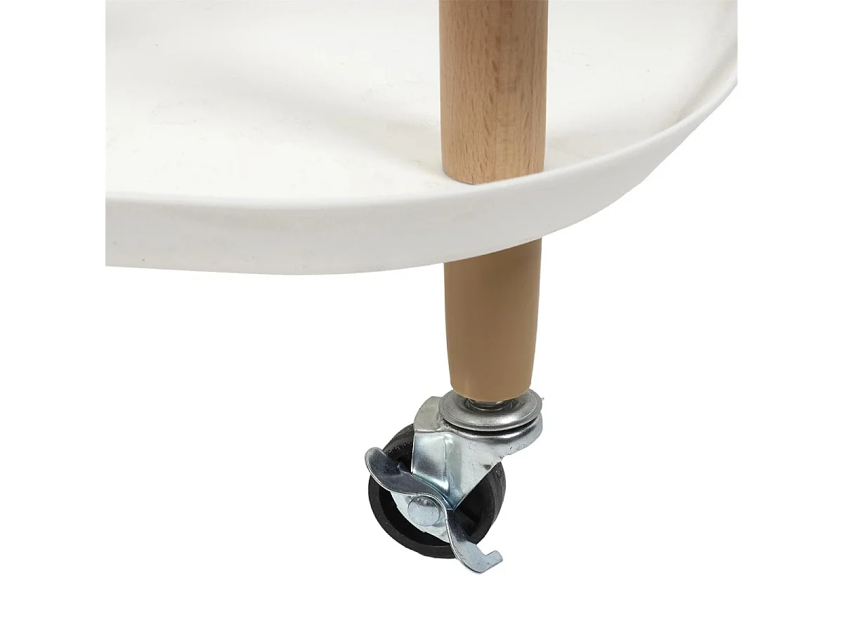 Wózek na kółkach 3-poziomowy z efektem drewna i bieli, wys. 81 cm - ORIA