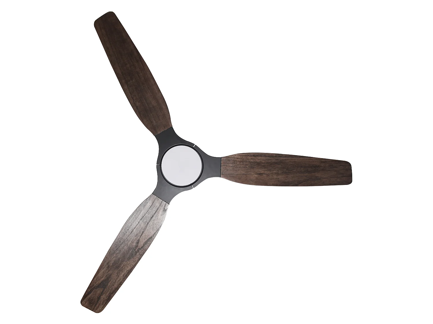 Parrot Uncle Ventilateur de plafond LED 142 cm, 6 vitesses, pales en bois massif chêne gris, tige noir mat, style moderne