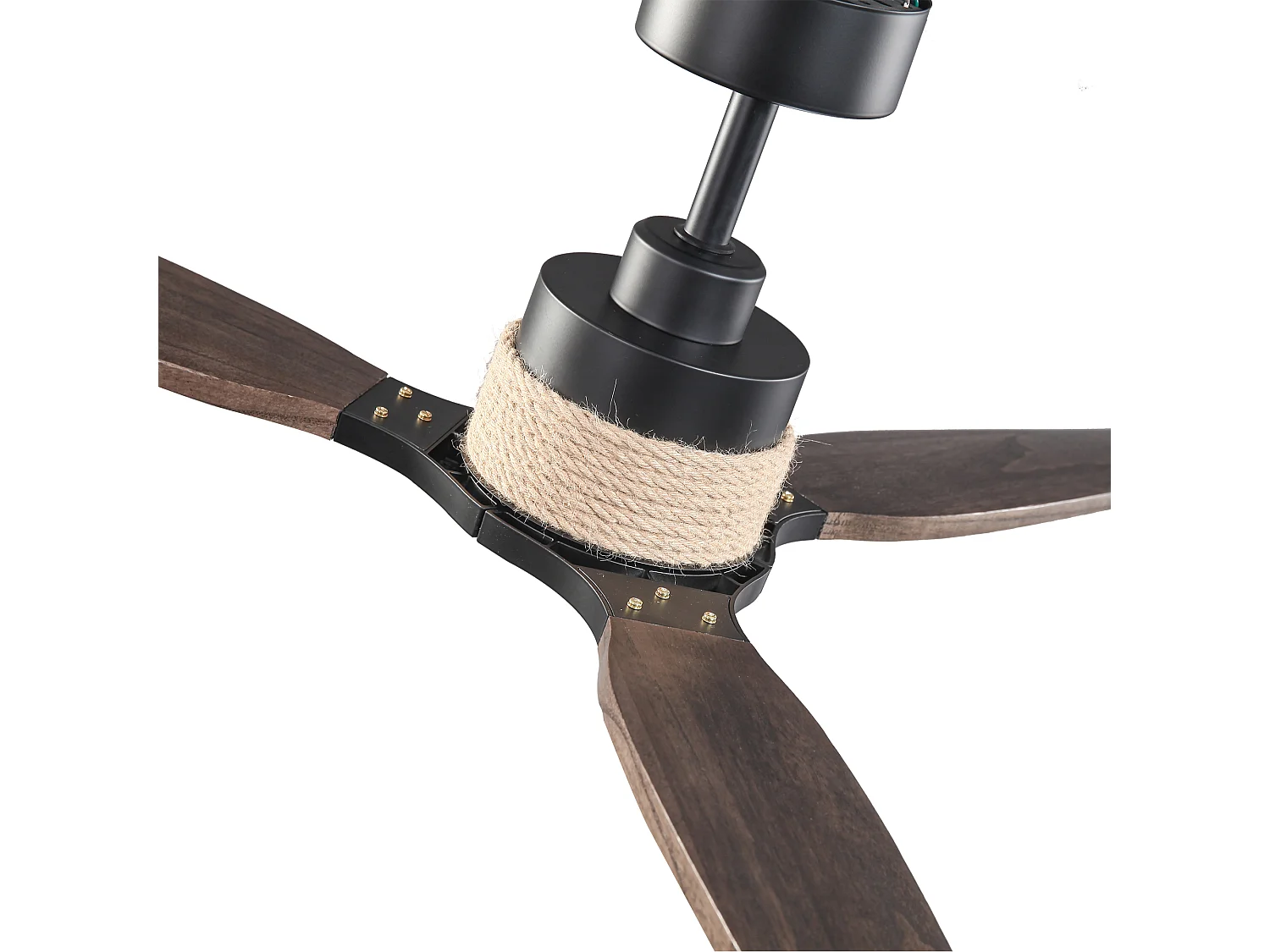 Parrot Uncle Ventilateur de plafond LED 142 cm, 6 vitesses, pales en bois massif chêne gris, tige noir mat, style moderne