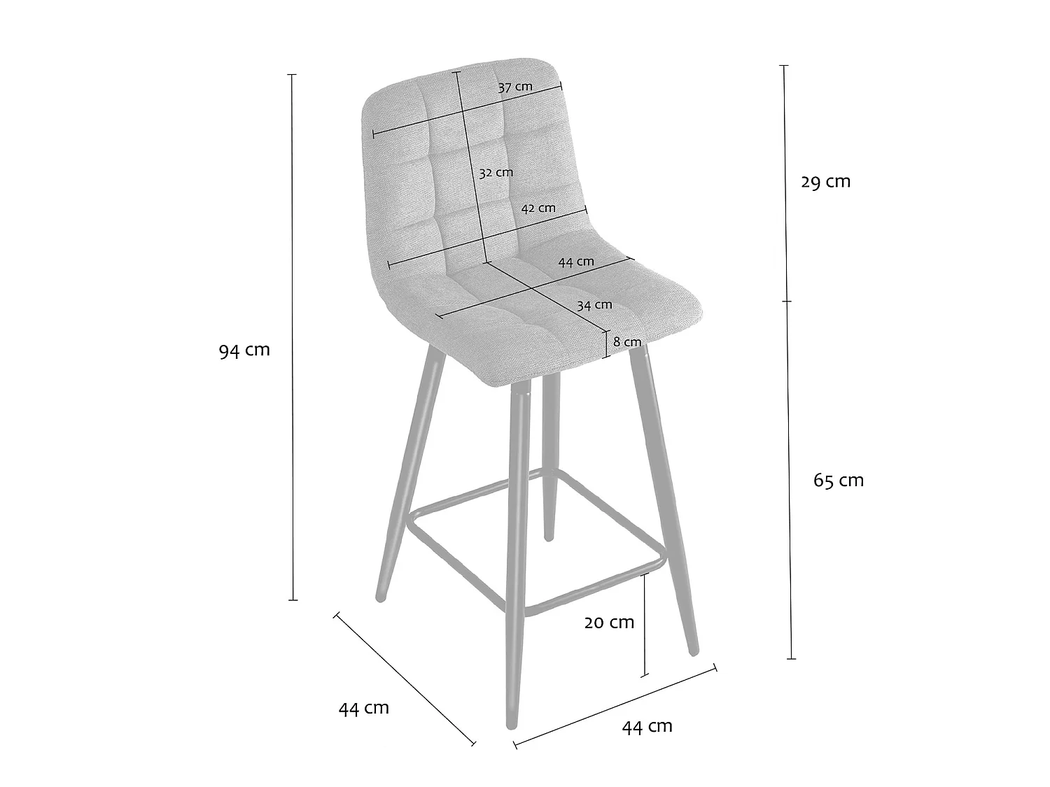 Set van 2 gestoffeerde krukken in gemêleerde stof H94 cm - SIA