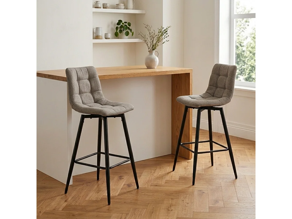 Set van 2 gestoffeerde krukken in gemêleerde stof H94 cm - SIA