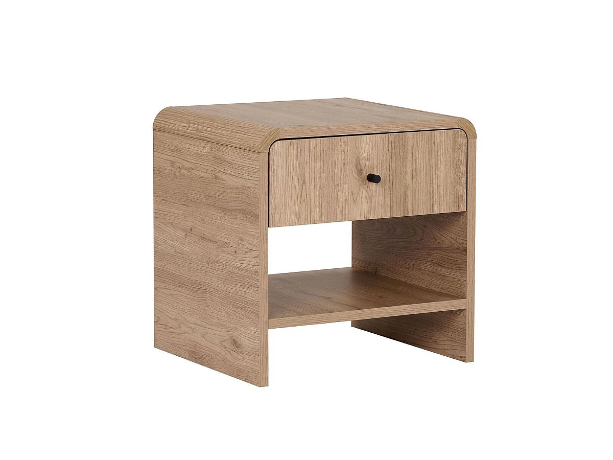 Natbord med 1 skuffe og 1 niche med afrundede kanter, 45 cm bred - CELENA