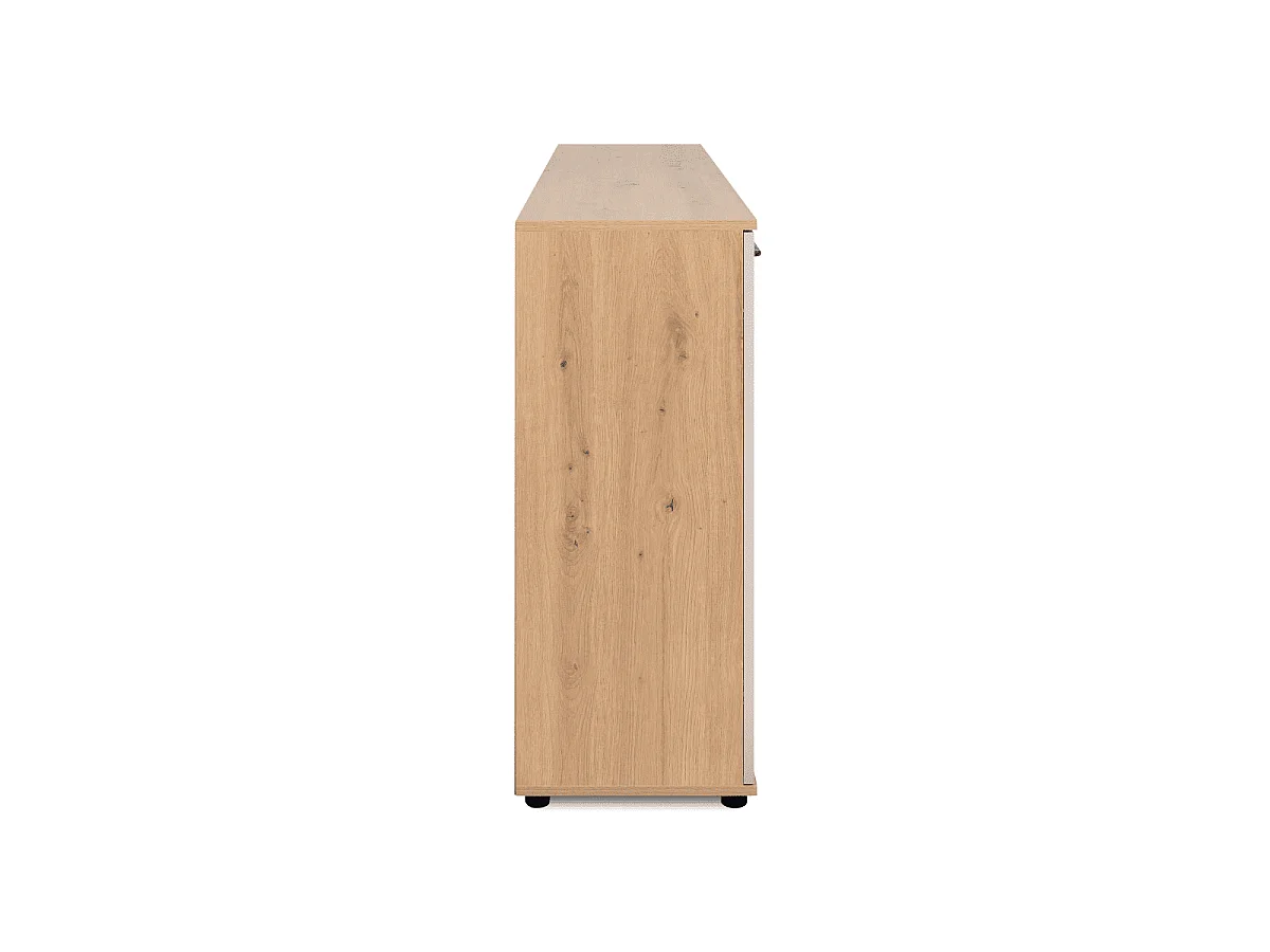 Buffet 3 portes, 4 tiroirs effet chêne et cachemire L160 cm - LINO