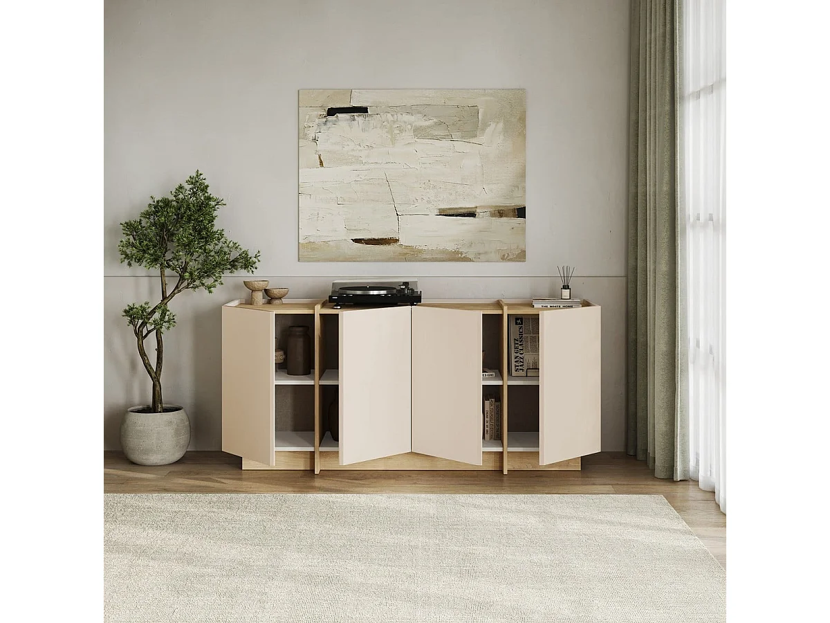 Buffet 4 portes décor cachemire et chêne L180 cm ONYX