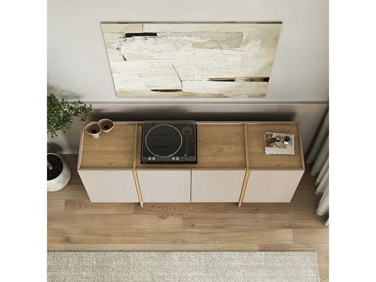 Buffet 4 portes décor cachemire et chêne L180 cm ONYX