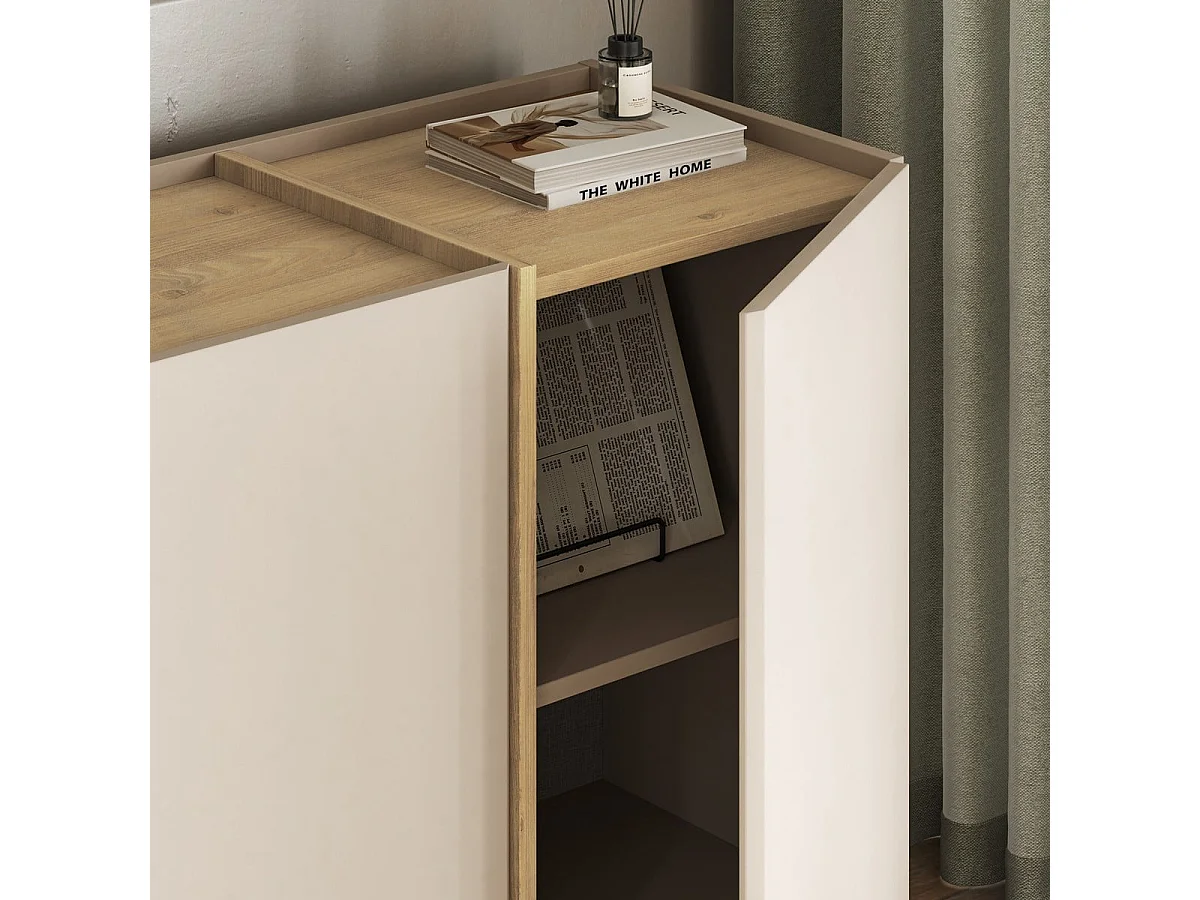 Buffet 4 portes décor cachemire et chêne L180 cm ONYX