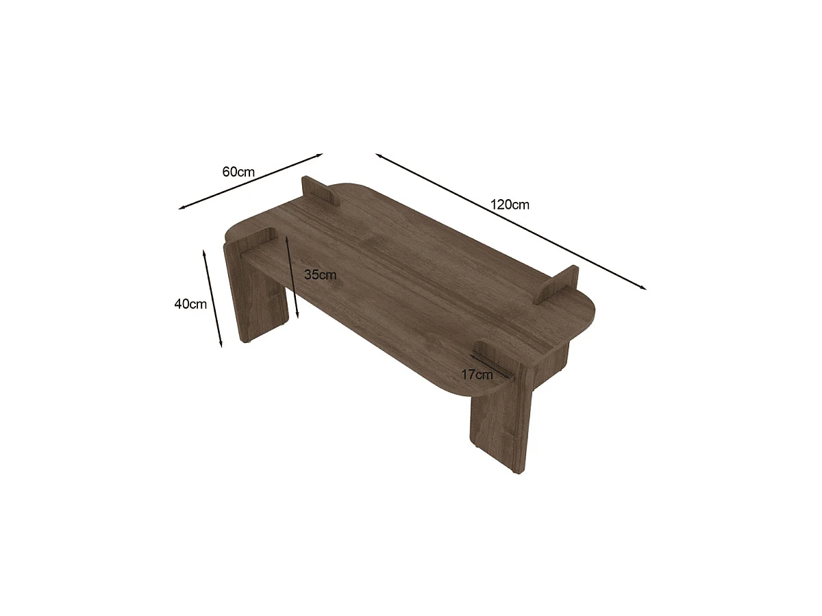 Table basse rectangulaire avec bords arrondis L120 cm RIVE