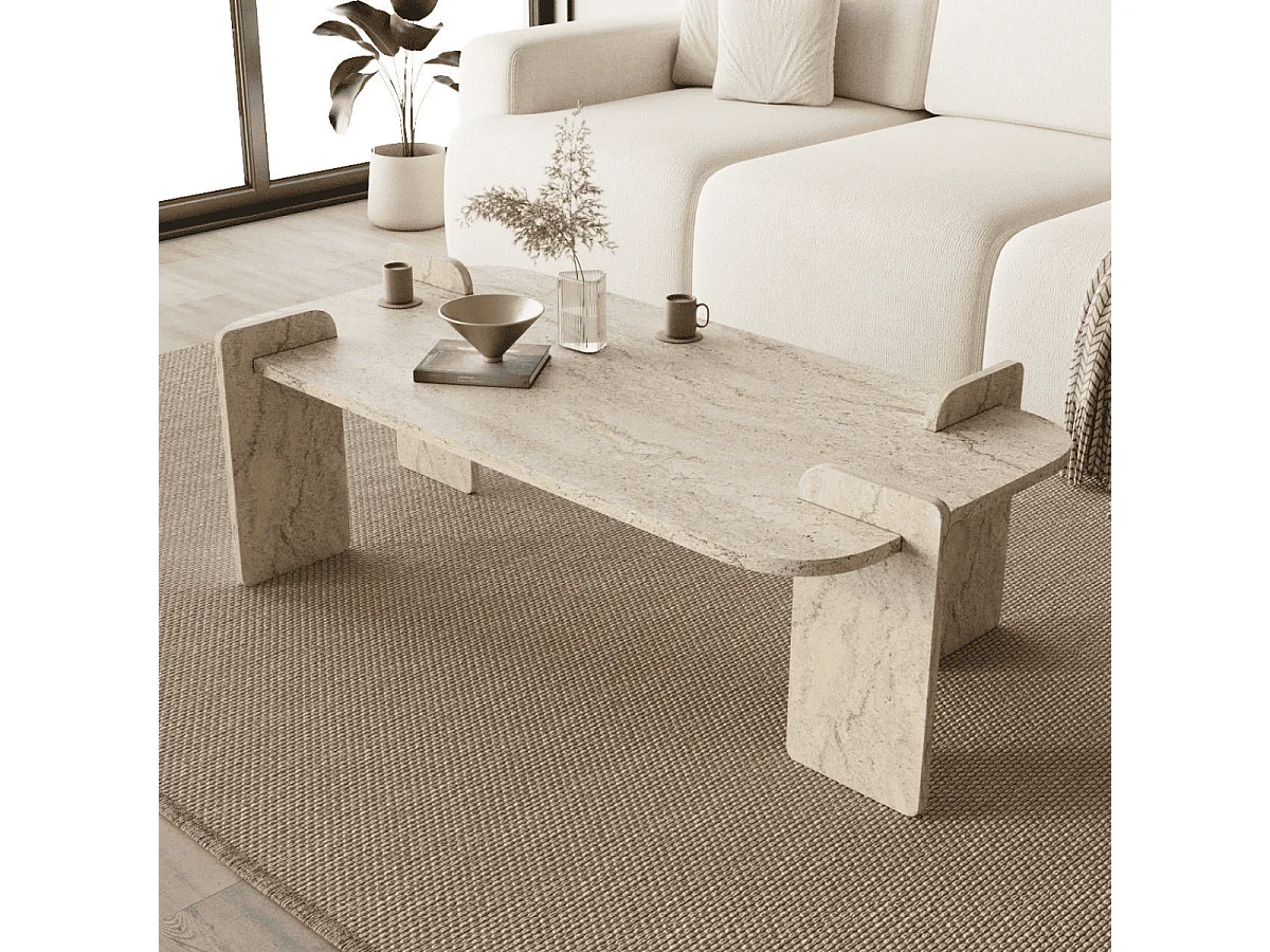 Table basse rectangulaire avec bords arrondis L120 cm RIVE