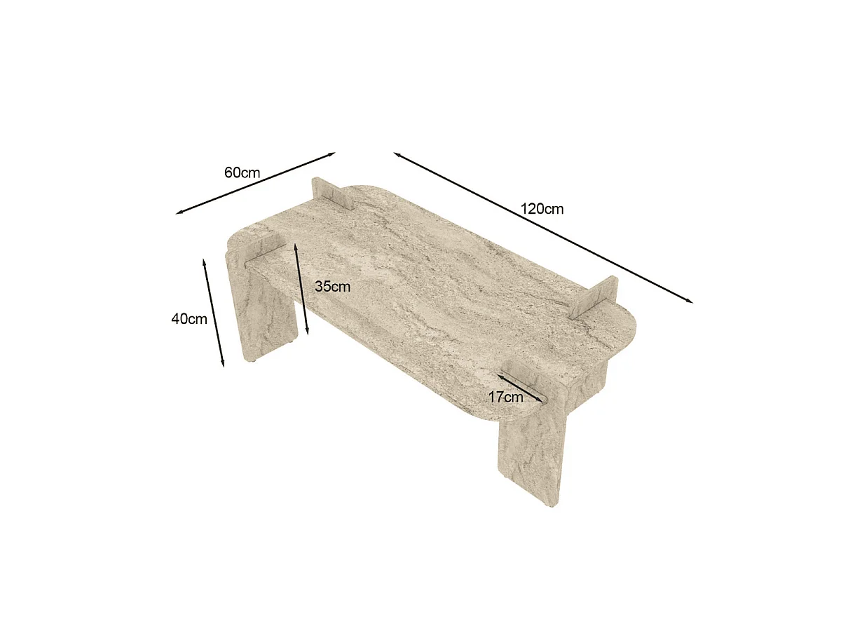 Table basse rectangulaire avec bords arrondis L120 cm RIVE