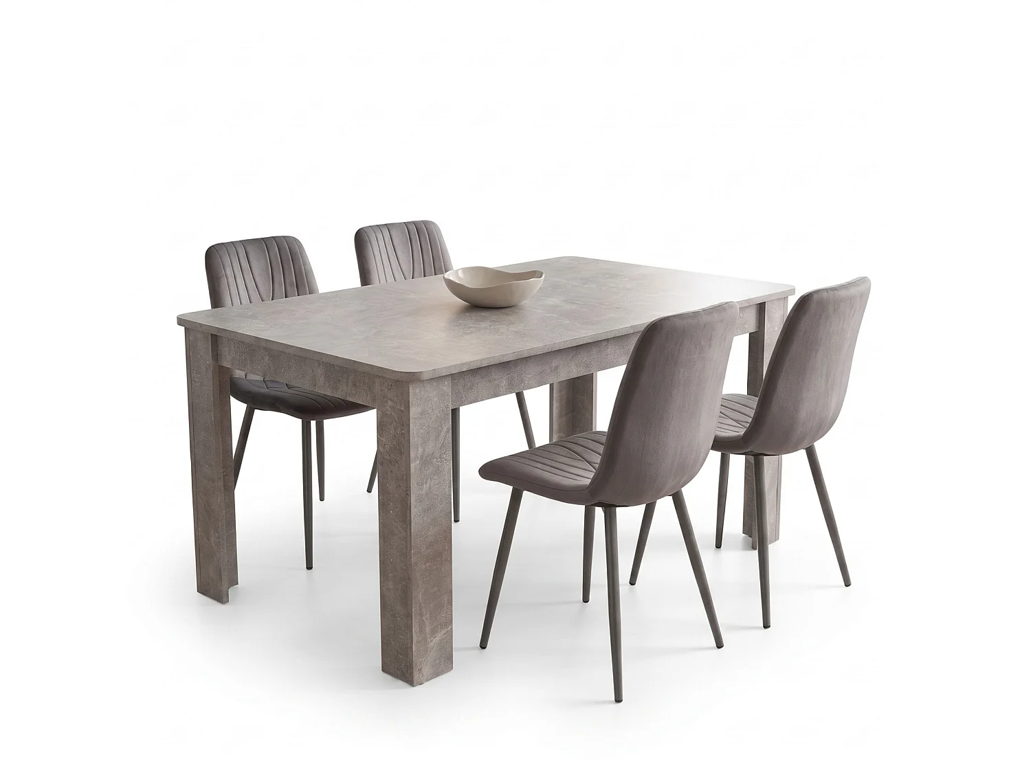 Stone Grey Dining Table Set with 4 Charcoal Velvet Diamond Chairs 4 Seater Kitchen Dining Set