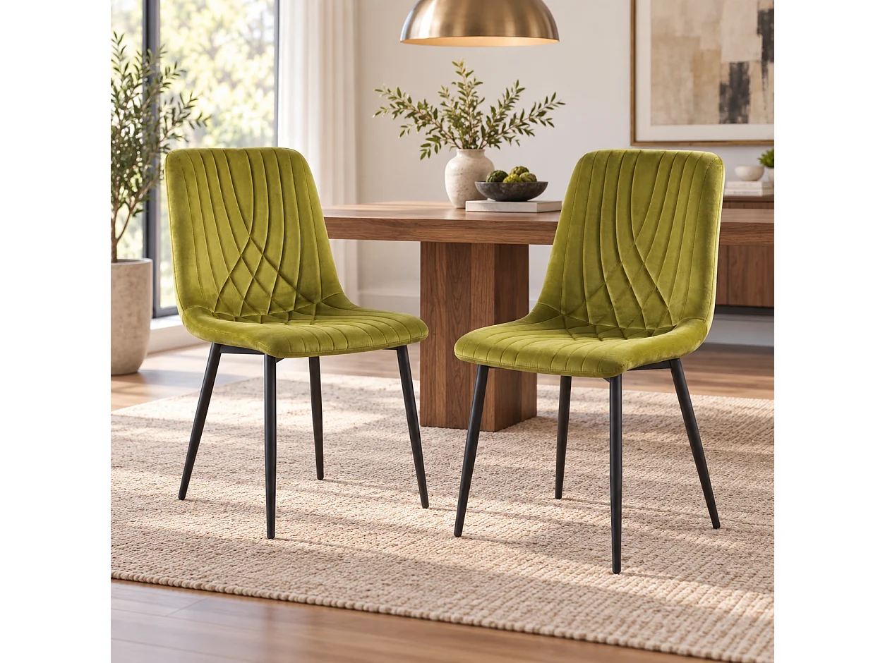 Dining Set with Rustic Wood Effect Table, 2 Green Velvet Diamond Chairs and Rustic Bench 4 Seater