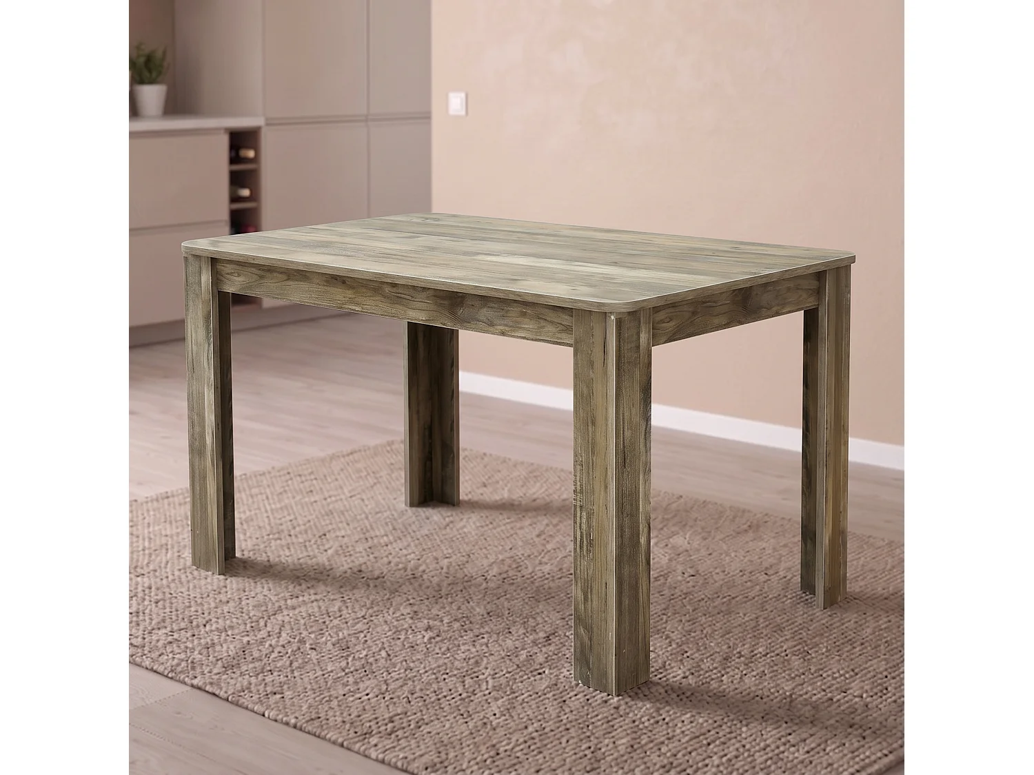 Stone Grey Effect Dining Table Set with 4 Brown Velvet Chairs and Stone Grey Bench 6 Seater