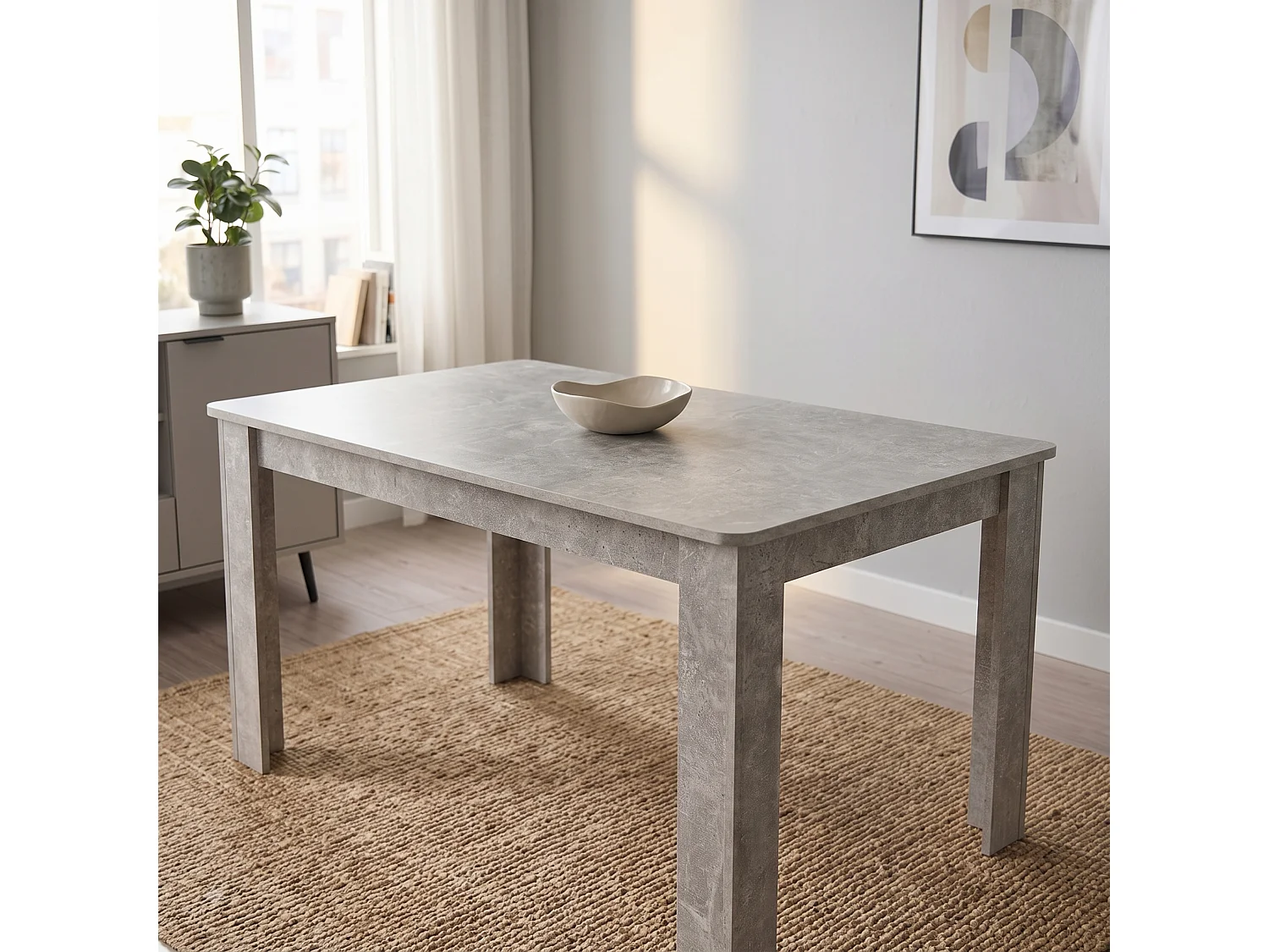 Stone Grey Effect Dining Table Set with 2 Brown Velvet Chairs and Stone Grey Bench 4 Seater