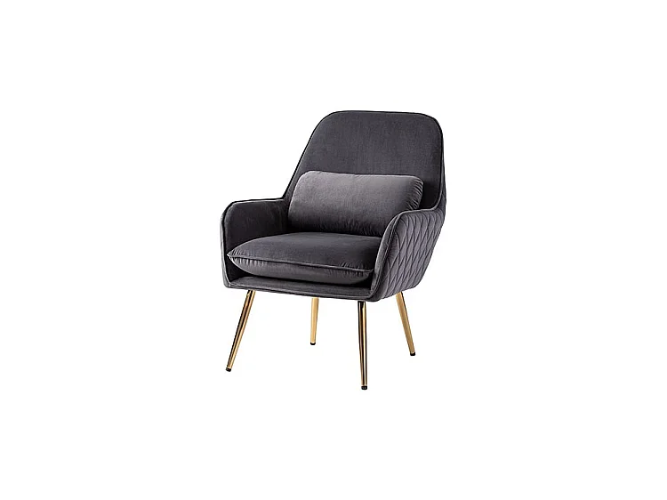 Watson Lounge Chair - Smoke Grey Velvet, Brushed Brass Legs