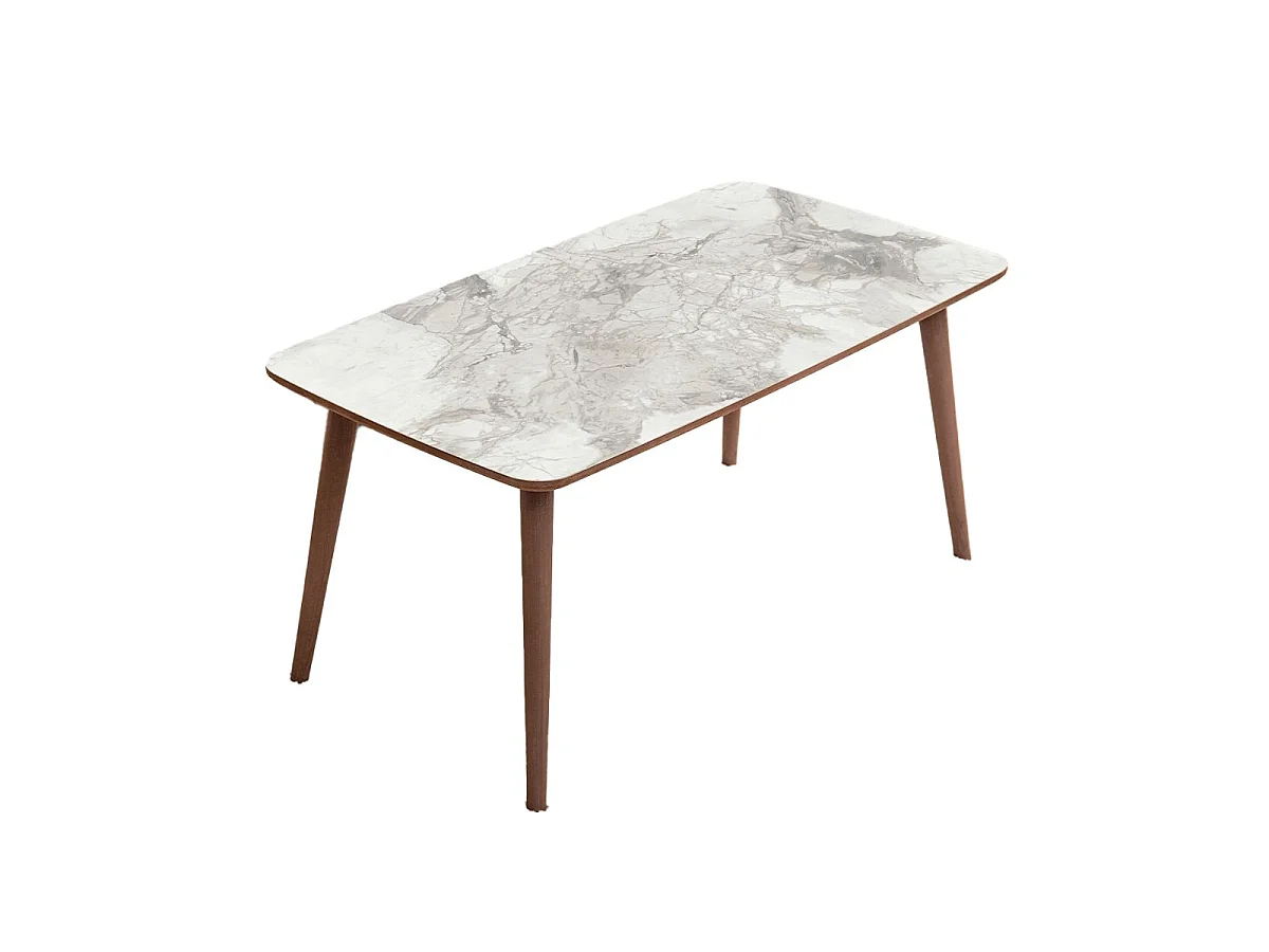 Table basse rectangulaire décor marbre blanc L100 cm - LIORA