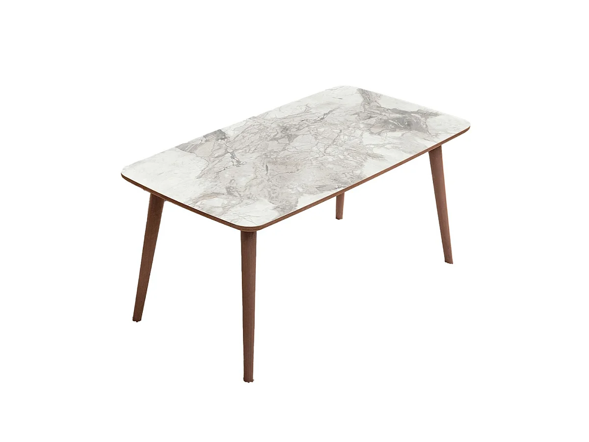 Table basse rectangulaire décor marbre blanc L100 cm - LIORA