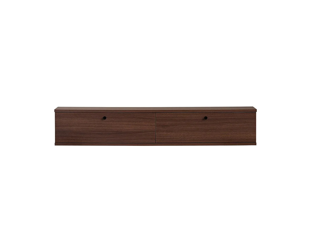 Wall-mounted TV unit with 2 drop-down doors, 140 cm wide - ROY