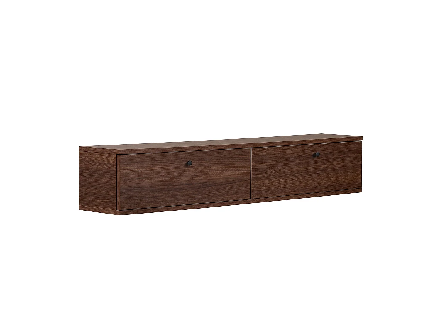 Wall-mounted TV unit with 2 drop-down doors, 140 cm wide - ROY