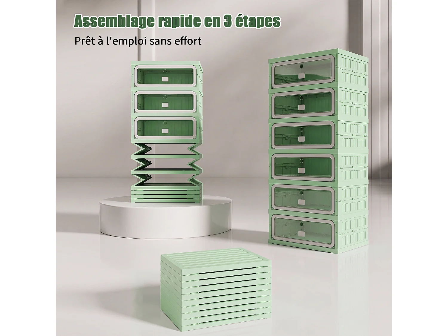 Meuble à chaussures étroit pliable 45x34x106 cm, 6 niveaux, portes transparentes en PET à fermeture magnétique, sans montage, entrée