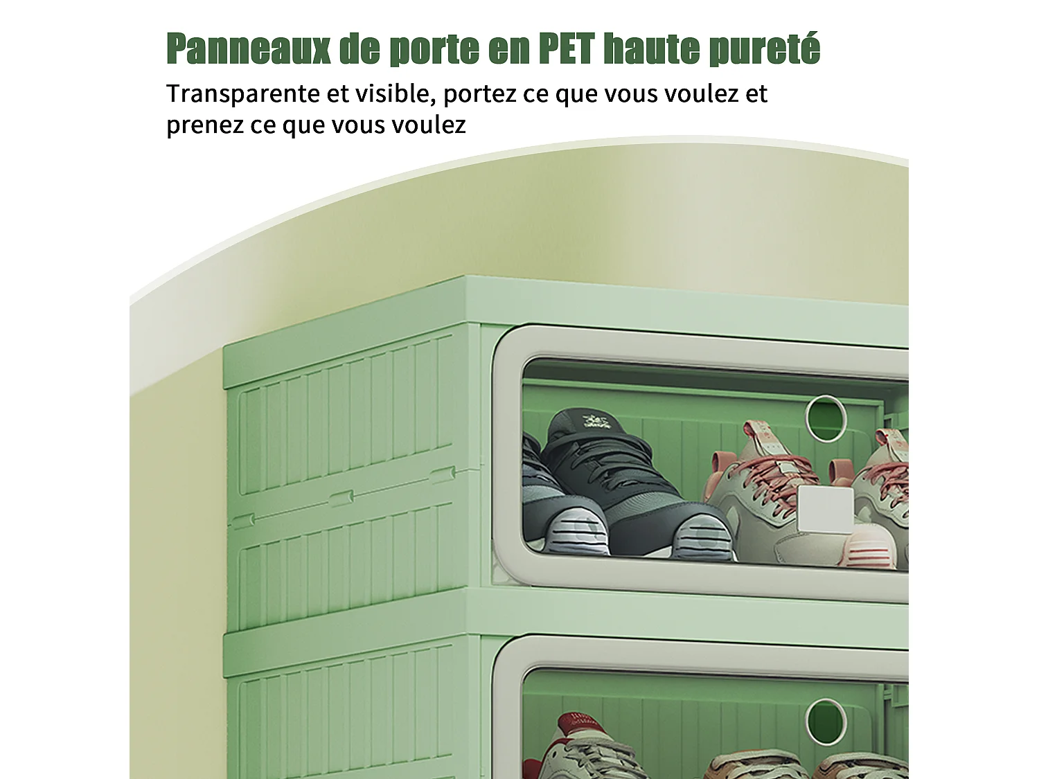 Meuble à chaussures étroit pliable 45x34x106 cm, 6 niveaux, portes transparentes en PET à fermeture magnétique, sans montage, entrée