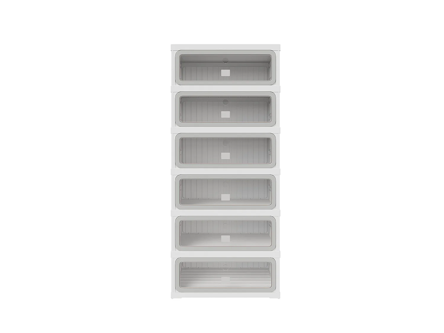 Meuble à chaussures étroit pliable 45x34x106 cm, 6 niveaux, portes transparentes en PET à fermeture magnétique, sans montage, entrée