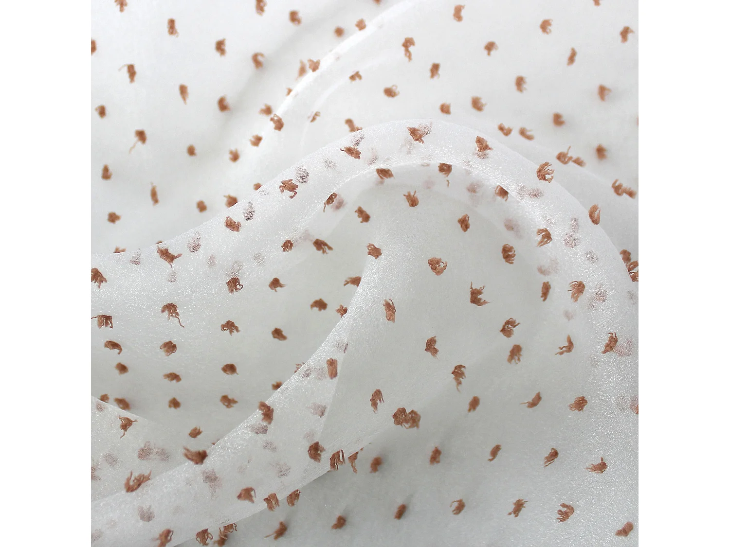 Voilages fenêtres, à œillets, blanc et camel, 140x240cm, lot de 2, plumetis, Collection Lolita, CMADECO - Blanc
